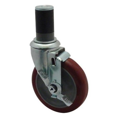 Commercial Heavy Duty 1 5/8 in Expanding Stem Caster With 5 in Wheel and Brake 35266